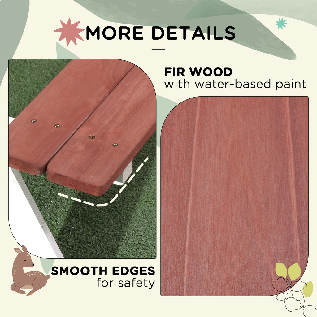Kids Picnic Table Set, Wooden Table & Bench Set, Kids Patio Furniture Outdoor Toys for Garden, Backyard, Aged 3-8 Years Old, Brown