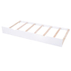 Full Size Storage Platform Bed with Pull Out Shelves, Twin Size Trundle, Solid Wood and MDF, 98" L x 89" W x 39.5" H, White