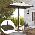Square Patio Umbrella Base Holder, Heavy Duty Outdoor Umbrella Stand Base, Filled Up to 42lbs with Sand or 33lbs with Water for Garden, Poolside, Brown