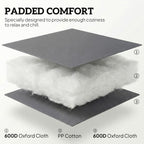 Folding Patio Chairs Set of 2, Padded High Back Lawn Camping Chairs with Armrests, 600D Oxford Fabric, Light Gray