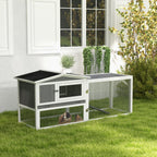 Rabbit Hutch 2-Story Bunny Cage, Guinea Pig Cage Indoor Outdoor, Small Animal House with Slide Out Tray, for Rabbits, Chickens, Ducks, 61.5" x 23" x 27", Light Gray