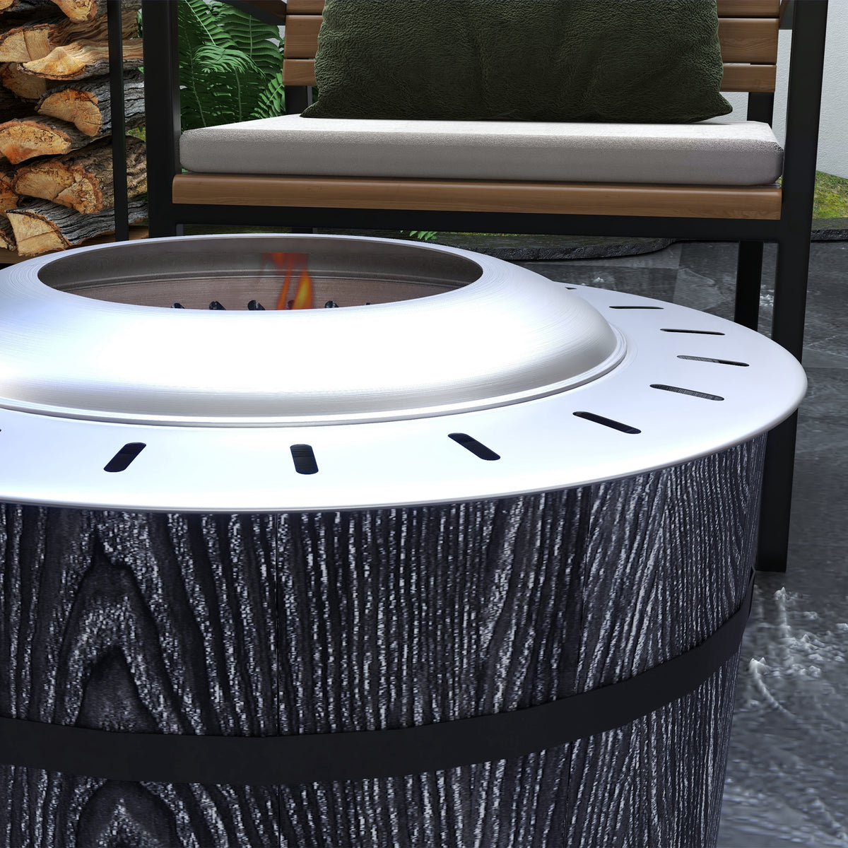 Smokeless Fire Pit, Portable Camping Bonfire Stove with Mat for Backyard, Patio, Picnic, Magnesium Oxide, Black