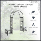 6.7' Steel Garden Arch Arbor with Scrollwork Hearts, Planter Boxes for Climbing Vines, Ceremony, Weddings, Party, Backyard, Lawn, Dark Gray