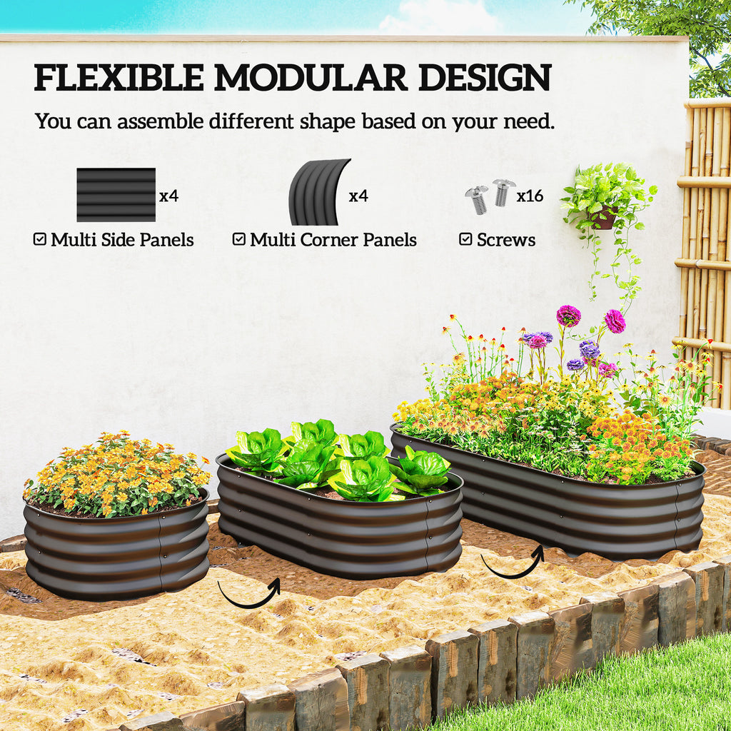 4.9' x 2' x 1' Galvanized Raised Garden Bed Kit, Metal Planter Box with Safety Edging, Dark Gray