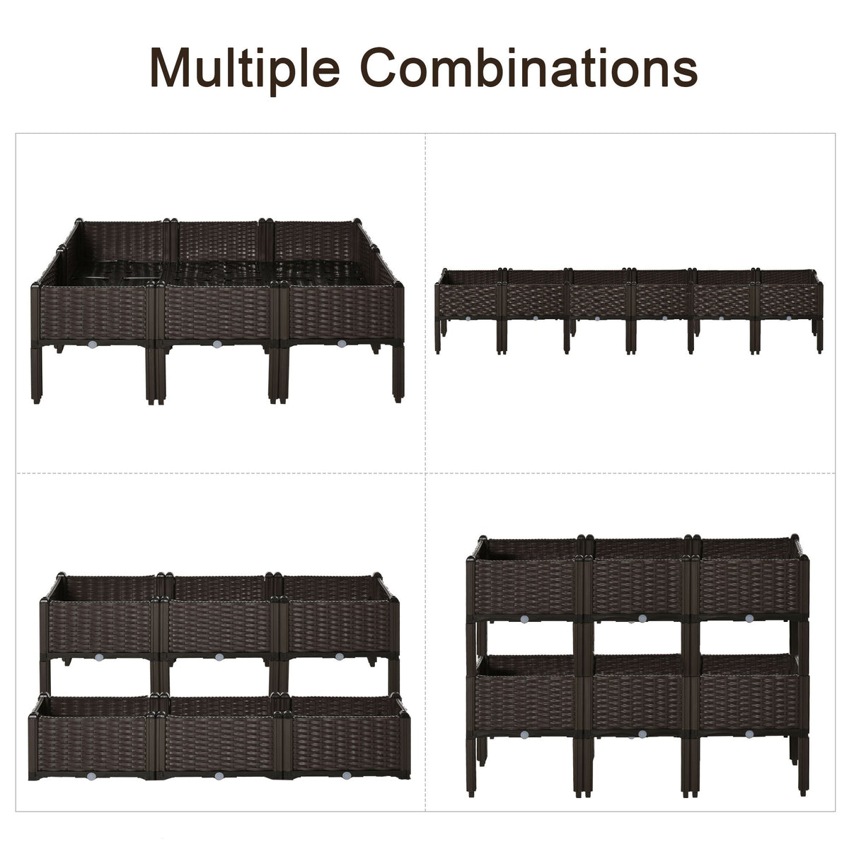6 Piece Raised Garden Bed with Legs, Planter Box Raised Bed to Grow Flowers, Herbs & Vegetables, Brown
