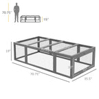 Large Wooden Rabbit Hutch Small Animal Habitat Enclosure Outdoor Run and Lockable Doors - Gray