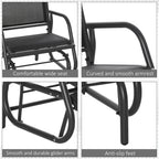 2-Piece Outdoor Glider Swing, Rocking Chair Set with Breathable Mesh Fabric, Sturdy Durable Frame, Curved Armrests, Supports Up to 264 lbs., for Backyard, Garden, Porch, Black