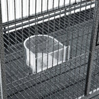 Rolling 65"L Bird Cage w/ Storage Shelf Wood Perch Food Container