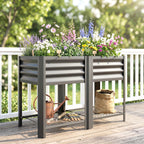 Raised Garden Bed Galvanized Steel, Elevated Planter Box with Storage Shelf, Bed Liner, 31.5" High, Dark Gray