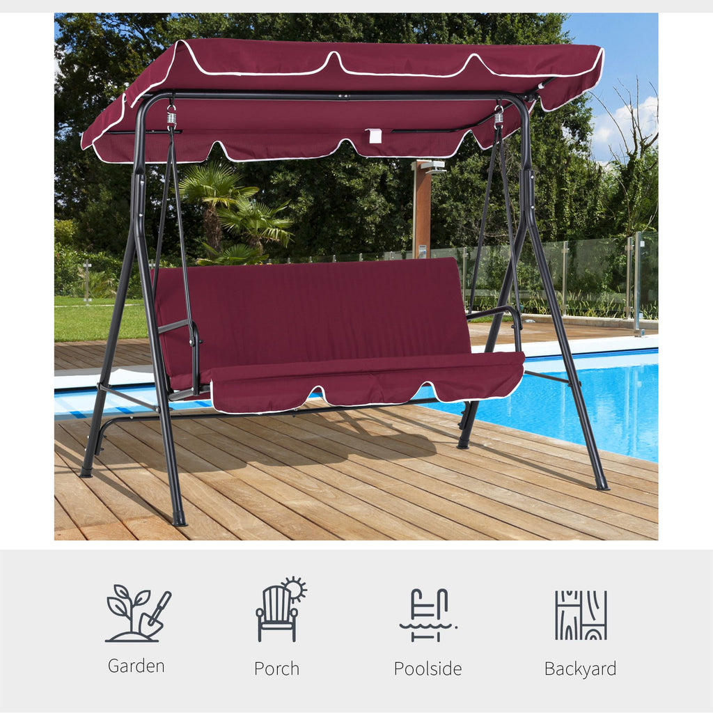 Outdoor Patio Swing Chair with Adjustable Tilt Canopy and Removable Cushion, Red