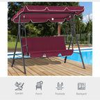 Outdoor Patio Swing Chair with Adjustable Tilt Canopy and Removable Cushion, Red