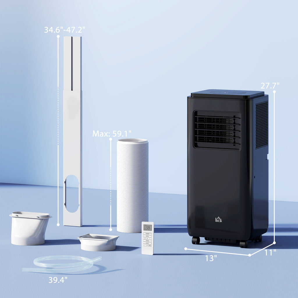8,000 BTU Moible Air Conditioner 345 Sq. Ft., Dehumidifier Fan Auto Sleep with 24H Timer On/Off, Window Kit, Black