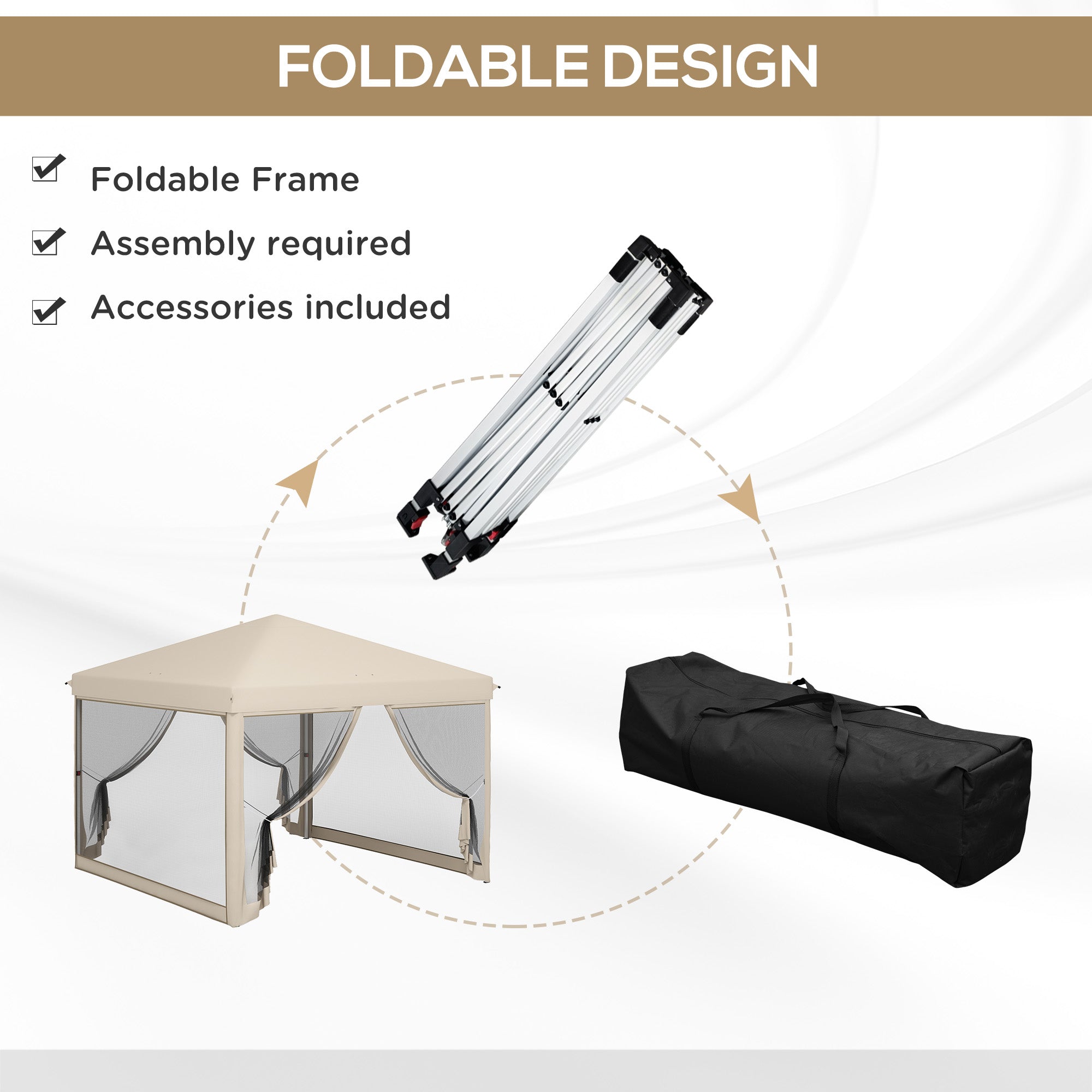 10' x 10' Pop Up Canopy Tent with Mesh Sidewalls, Height Adjustable, Transport Carrying Bag for Backyard Garden Patio