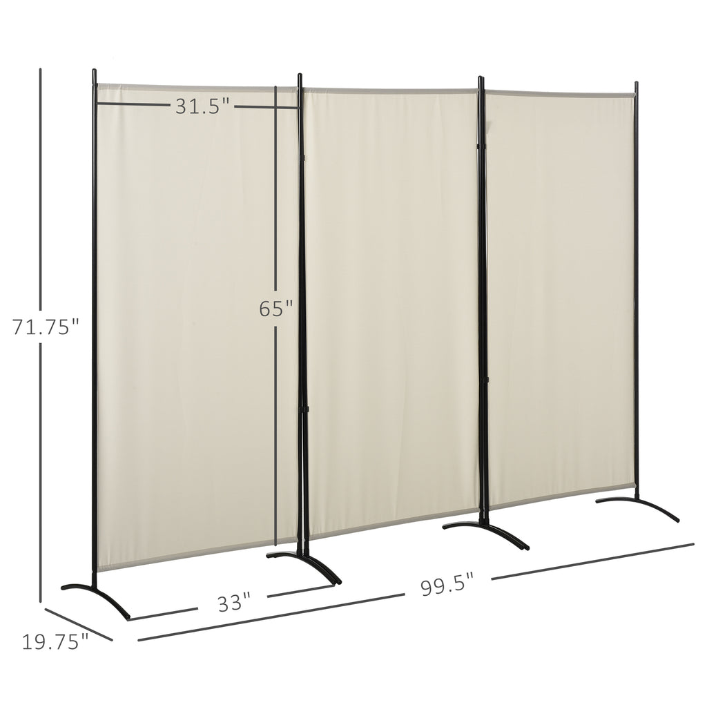 6' 3 Panel Room Divider, Indoor Privacy Screen for Home, Beige
