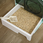 Hooded Cat Litter Box w/ Litter Mat, Litter Particle Catching, Light Blue