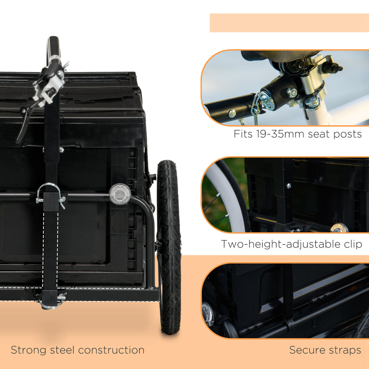 Trailer for Bike, Bicycle Cargo Trailer with Removable Storage Box, No Bottom