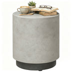 Lightweight Accent Table with Concrete Finish, Round Side Table with 4 Adjustable Feet for Indoor, Outdoor, Gray