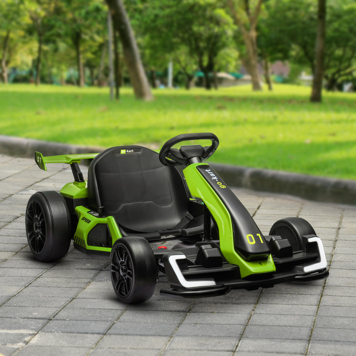 24V 7.5 MPH Electric Go Kart with Adjustable Seat, Slow Start, Green
