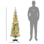 5ft Pencil Christmas Tree, Slim Artificial Christmas Tree with Realistic Branches and Warm White LED Lights, Green