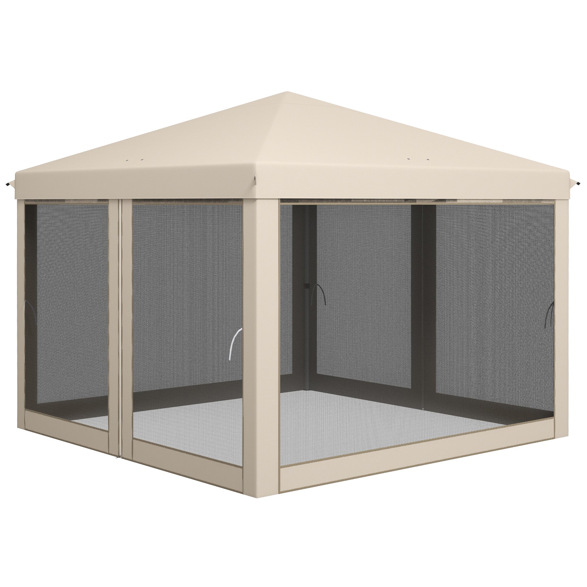 10' x 10' Pop Up Canopy Tent with Mesh Sidewalls, Height Adjustable, Transport Carrying Bag for Backyard Garden Patio