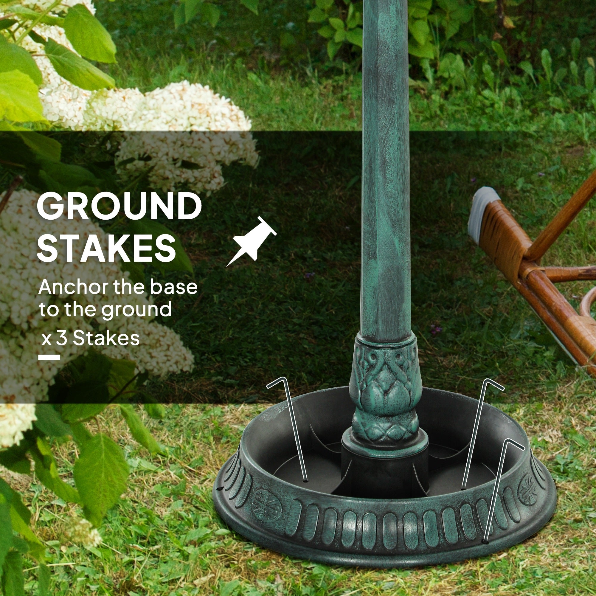 3 in 1 Garden Bird Bath Bowl Pedestal with Bird Feeder, Large Water Basin, Underneath Flower Planter, Green