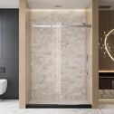Frameless Shower Door with Anti-Shatter Safety Film and Bottom Water-Blocking Strip, Panel for Bathroom, 60" L x 0.5" W x 76" H, Brushed Nickel