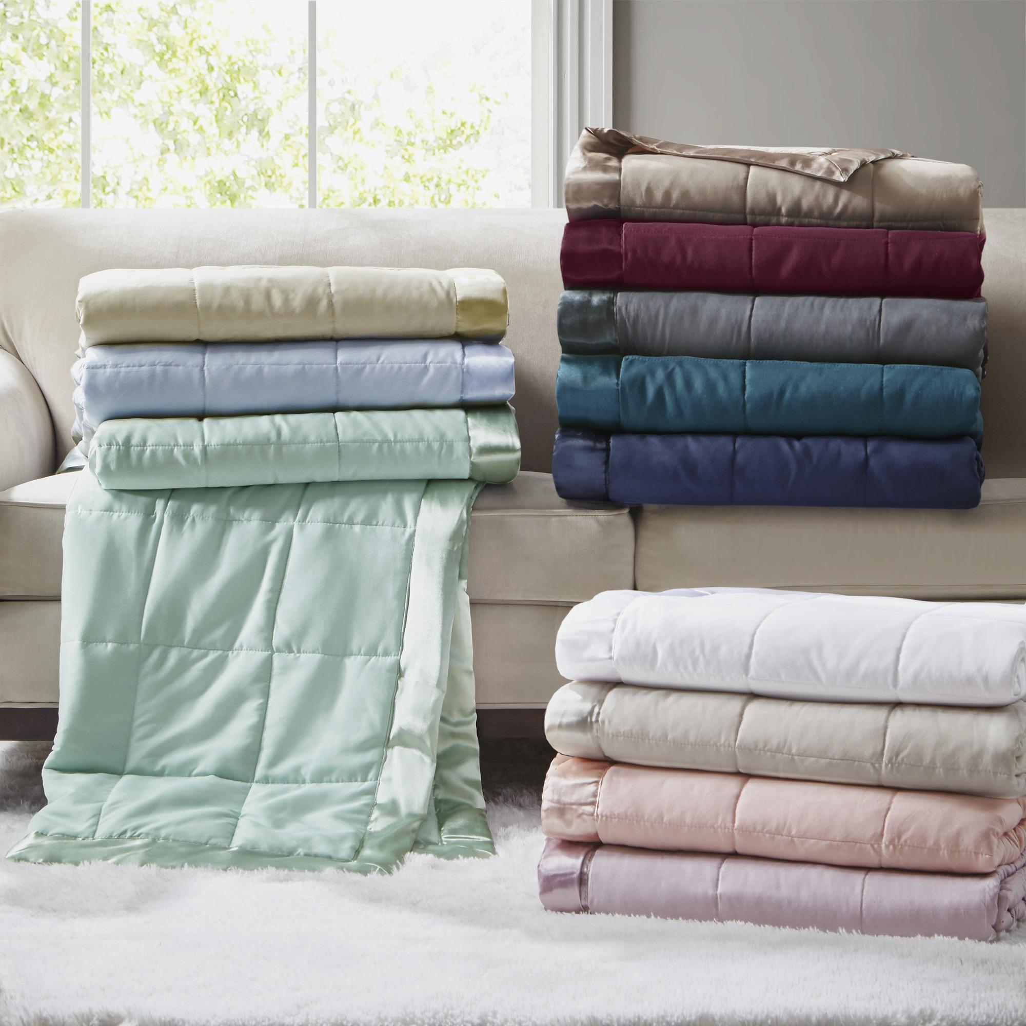 King Size Lightweight Down Alternative Blanket with Satin Trim, Hypoallergenic Polyester, Machine Washable, 108" L x 90" W x 0.25" H, Gray