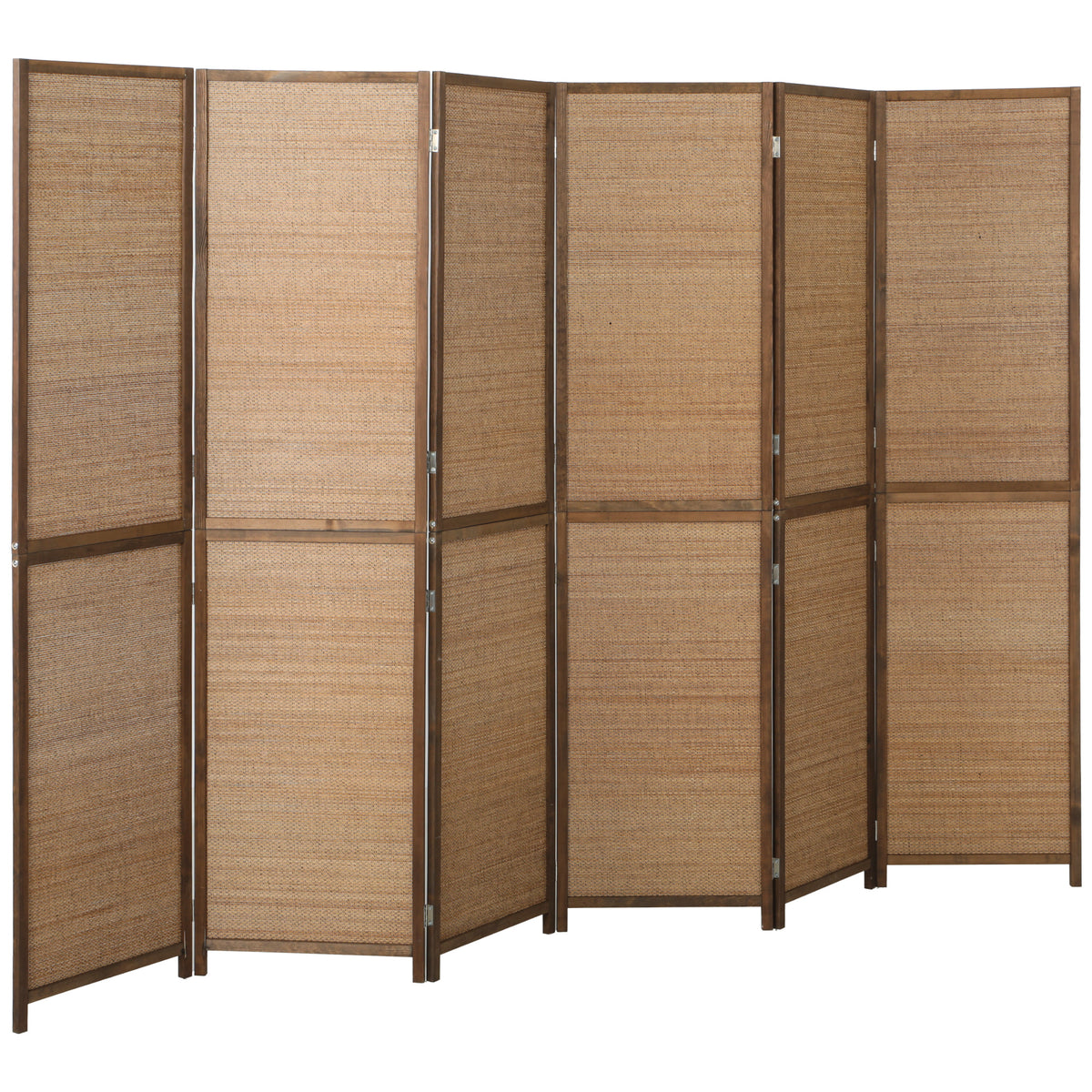 Room Divider, 6 Panel Folding Privacy Screen, 6 FT Tall Hand-Woven Bamboo Wall Partition, Brown