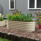 4.9' x 2' x 1.4' Galvanized Raised Garden Bed Kit, Metal Planter Box with Safety Edging, Cream