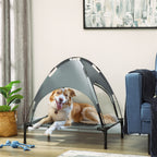 Elevated Dog Bed with Removable Canopy, Outdoor Dog Cot with UV Protection Canopy Shade, 30 inch Pet Bed for Camping, Gray