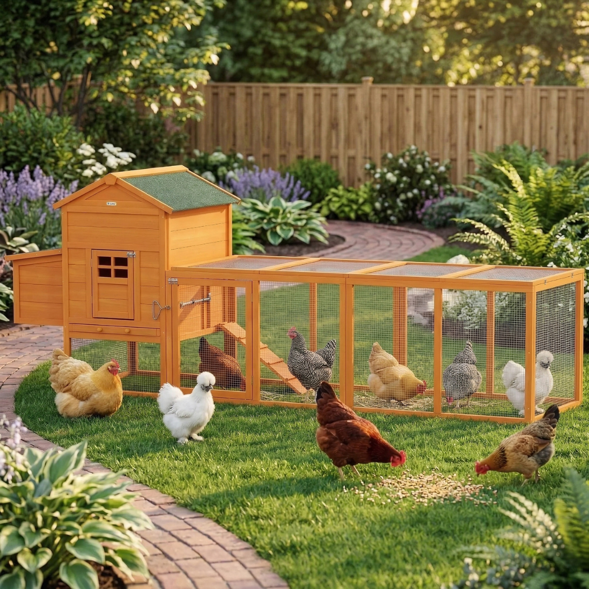 Extra Large Run Included Chicken Coop with Removable Tray Orange