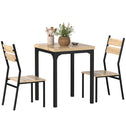 3 Piece Dining Table Set for 2, Modern Kitchen Table and Chairs, Dining Room Set for Breakfast Nook, Light Wood Grain