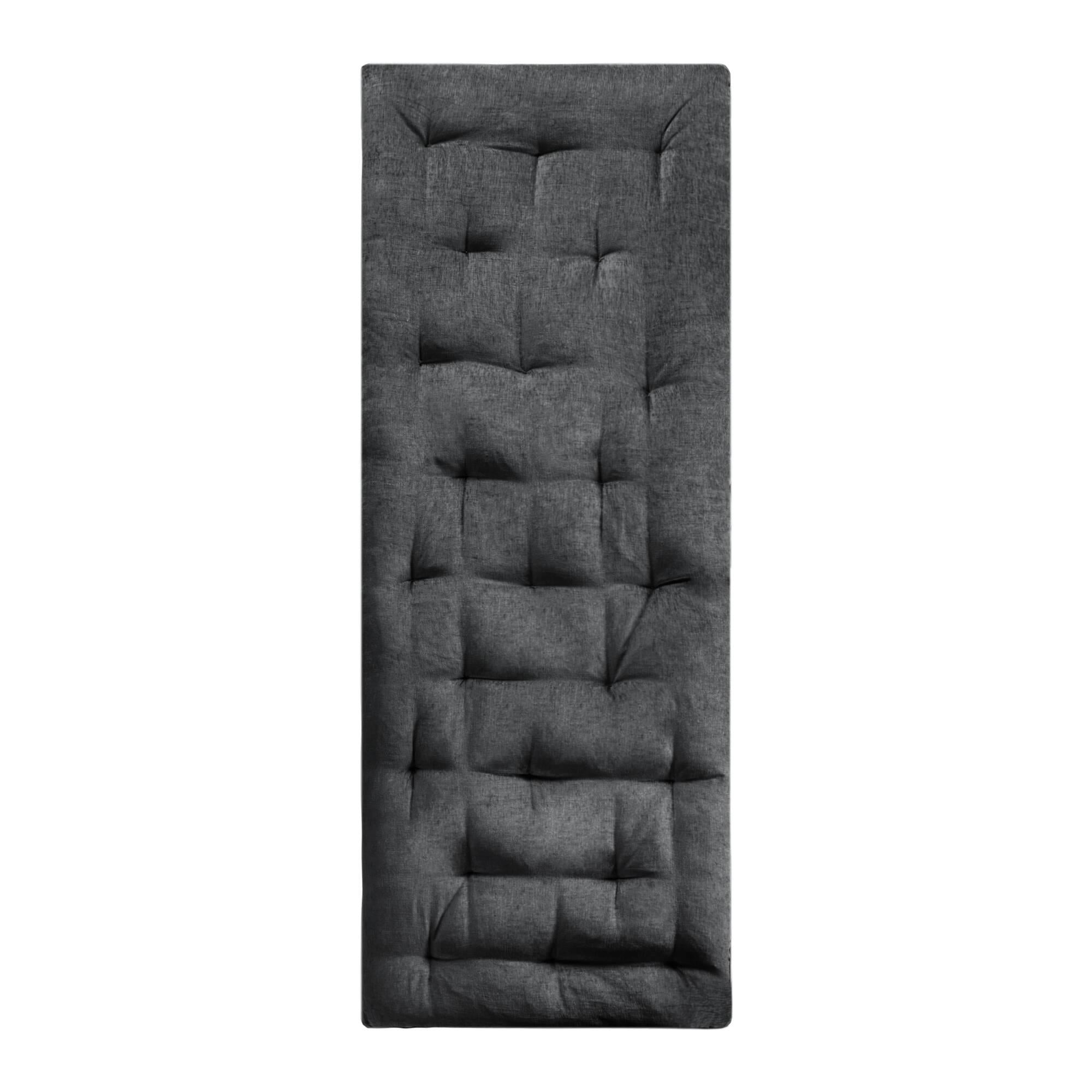 Poly Chenille Lounge Floor Pillow Cushion with 100% Polyester Filling, Tufted Detailing, Self Travel Wrap, 74" L x 27" W x 3" H, Charcoal