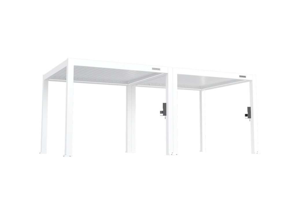 POWER+ PRO Gen 2 Motorized Pergola 10' x 20' White 6063-T5 Aluminum with Motorized Louvers, LED, IP68 Outlets, 165 MPH Wind