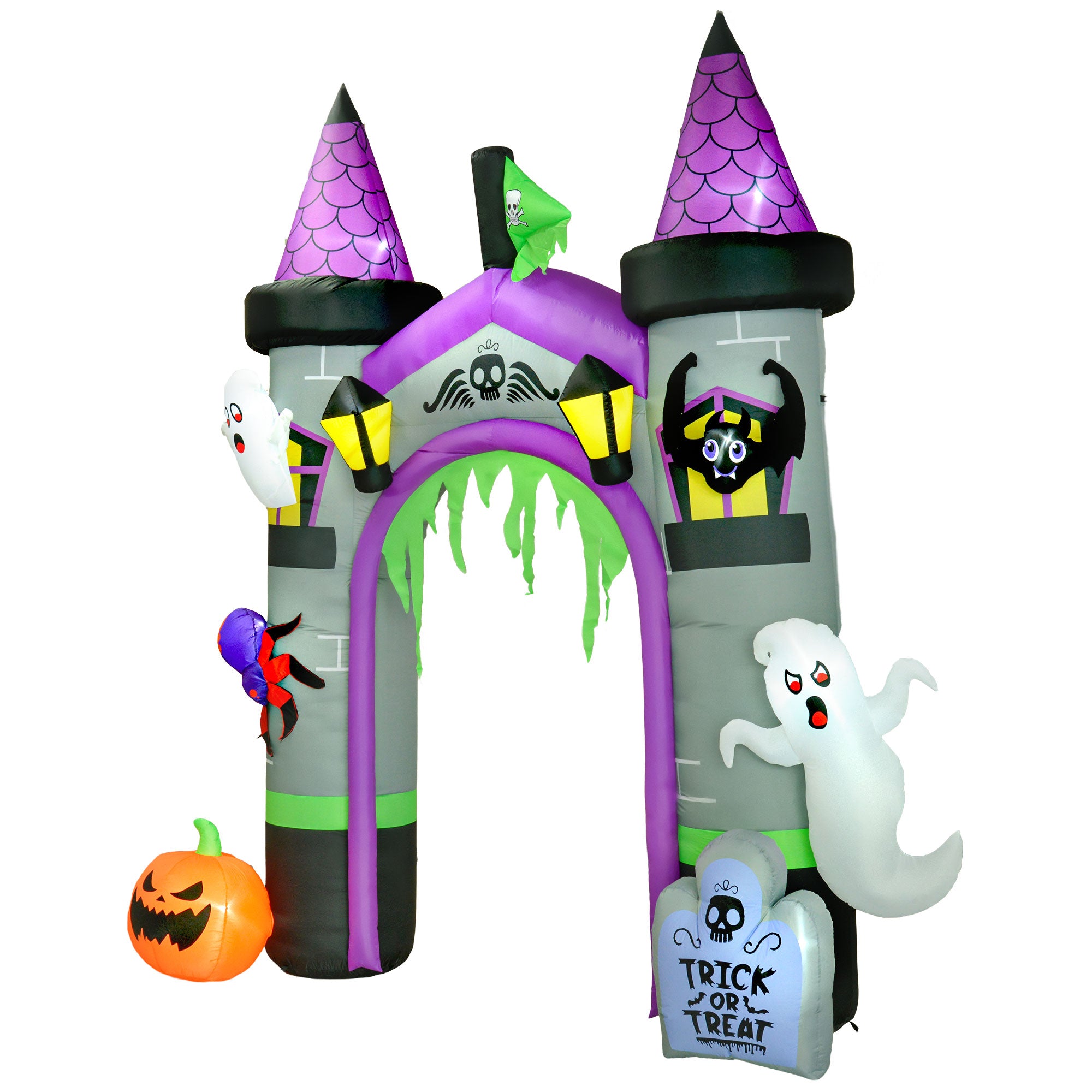 12ft Large Inflatable Halloween Archway with Ghost, Pumpkin, Spider and Bat