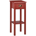 2-Tier Side Table with Drawer and Shelf, End Table for Living Room and Hallway, Red