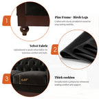 Chesterfield Velvet Loveseat Sofa, 2-Person Rolled Arm Upholstered Couch, with Tufted Buttons, Pine Wood Frame, 59.50" Wx34.00" Dx27.00" H, Black
