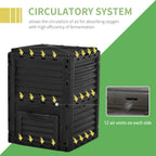 Garden Compost Bin 80 Gallon Outdoor Large Capacity Composter Fast Create Fertile Soil Aerating Box, Black