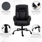 Big and Tall 400lbs Executive Office Chair with Wide Seat, Computer Desk Chair with High Back PU Leather Ergonomic Upholstery, Adjustable Height and Swivel Wheels, Black