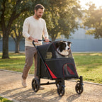 One-Click Foldable Dog Stroller for M, L Dogs, Pet Stroller, Black