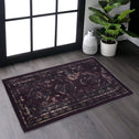 2x3 Low-Pile Non-Slip Non-Shedding Machine Washable Area Rug, Kid and Pet Friendly, Foldable Doormat for Bedroom, Bathroom, Black+Burgundy