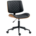 Home Office Chair No Arms with Wheels, PU Leather Desk Chair with Adjustable Height, 360 Swivel for Reading, Black
