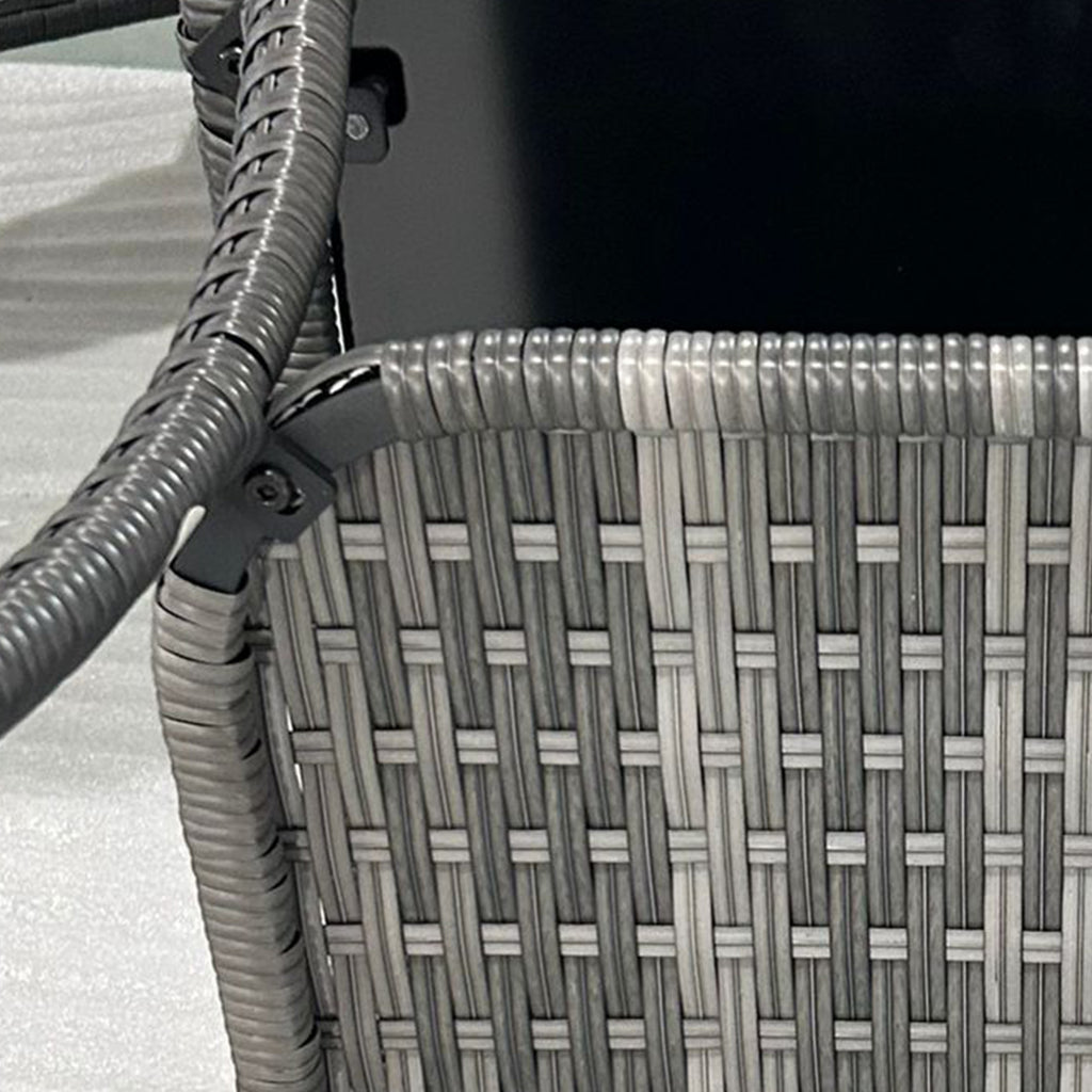 Rattan Side Table, Outdoor End Table with Storage Shelf, Aluminum Frame Square, Coffee Table with Tempered Glass Top, Mixed Gray