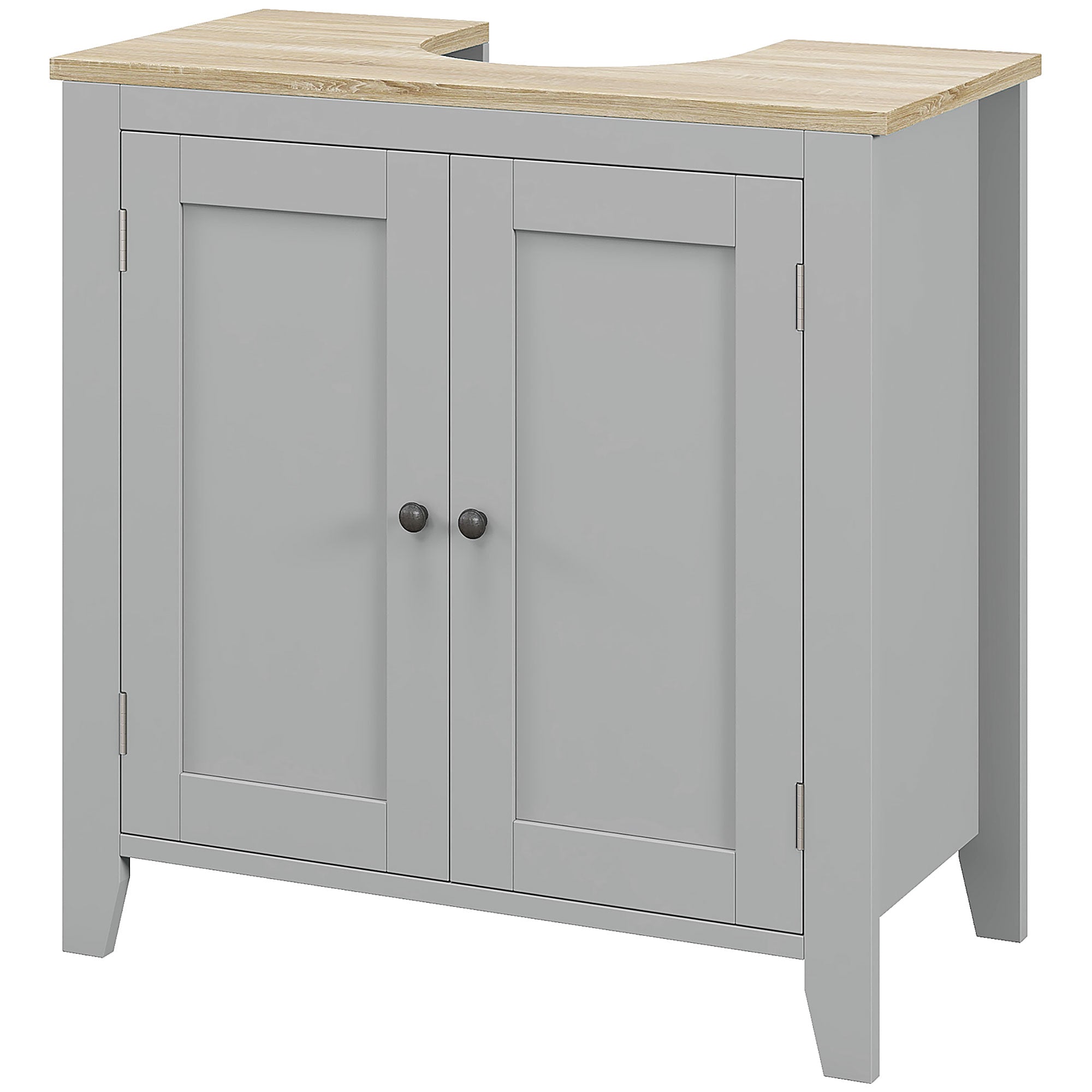 Bathroom Vanities, Pedestal Sink Cabinet with U-Shaped Cut-out and Adjustable Shelf, Gray