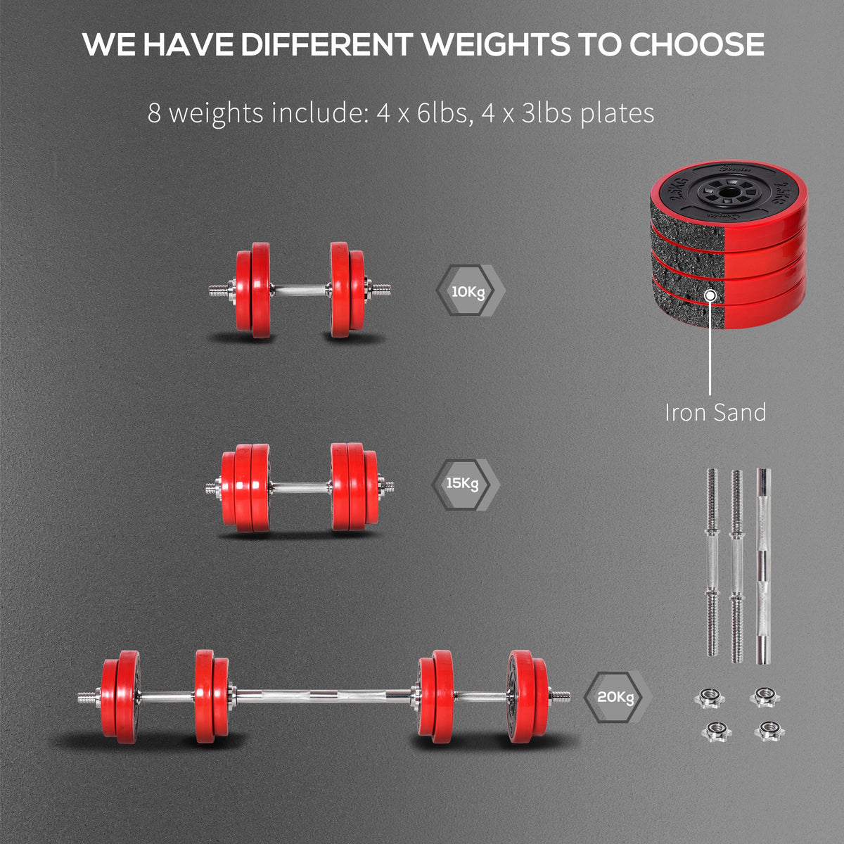 Adjustable Dumbbell Set, 44lbs Convertible to Barbell Weight Set for Home Gym Women and Men Weight Lifting Training