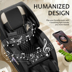 Zero Gravity Massage Recliner with Heating Functions, Full Body Air Pressure, Bluetooth Audio, Adjustable Footrest, 51.5" L x 28" W x 39" H, Black