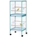 55" 2 In 1 Bird Cage Aviary Parakeet House for finches, budgies with Wheels, Light Blue