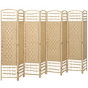 8 Panel Folding Room Divider Portable Privacy Screen Wave Fiber Room Partition for Home Office Natural