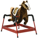 Kids Spring Rocking Horse, Ride on Horse for Girls and Boys with Sounds, Plush Animal Ride-on Toy with Soft Feel, Interactive Toy for Kids, Dark Brown
