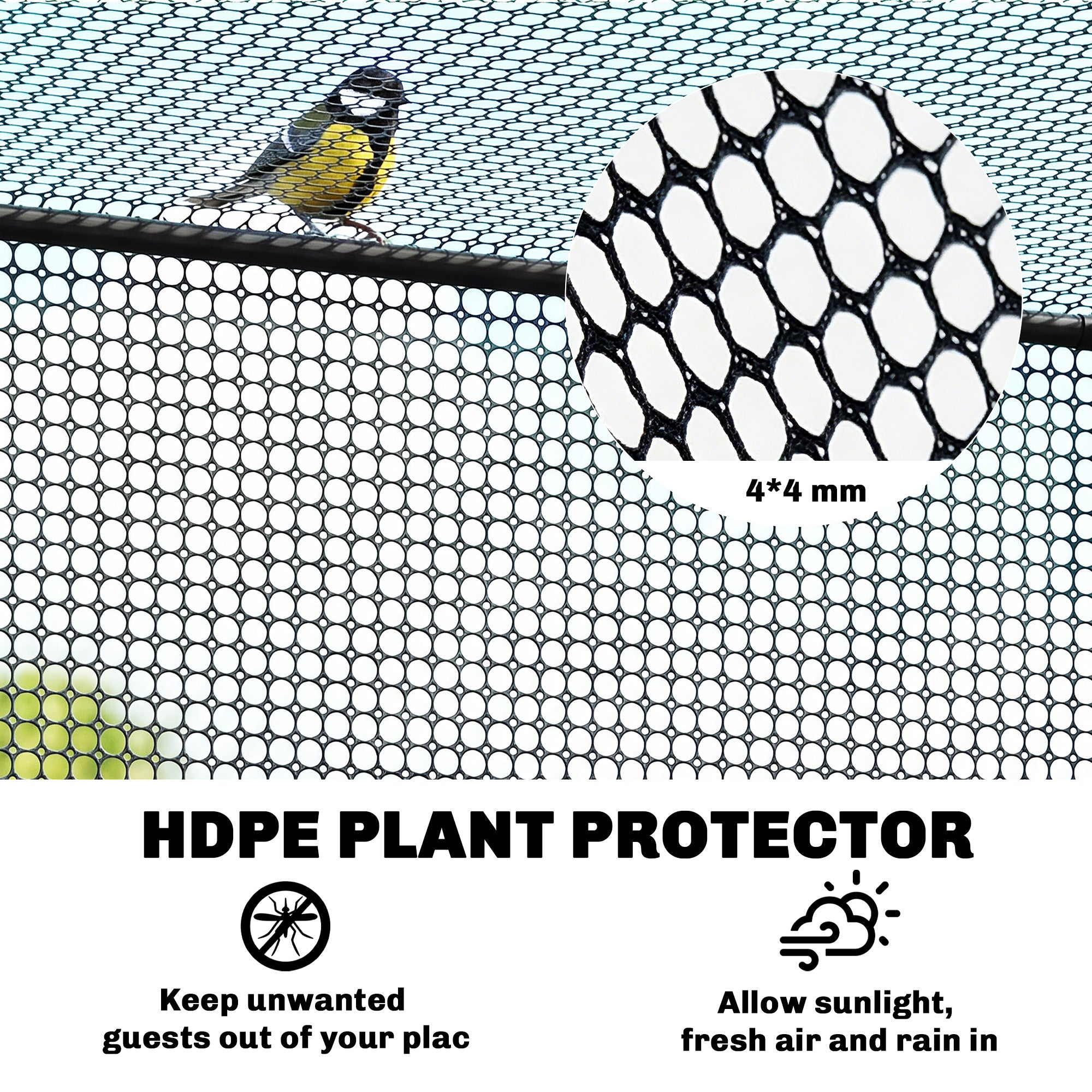 6 x 3ft Crop Cages for Garden, Plant Protectors from Animals, Storage Bag and 6 Ground Stakes, Black